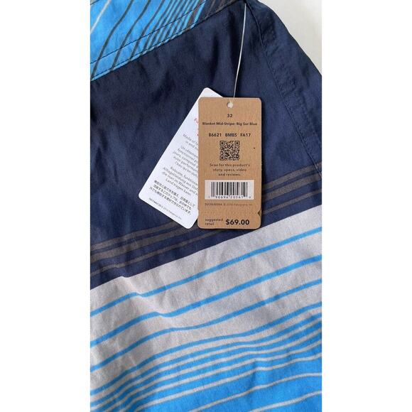 Patagonia Blue Stripe Shorts Men 32 Wavefarer Boardshorts 86621 Gorpcore - Picture 6 of 8